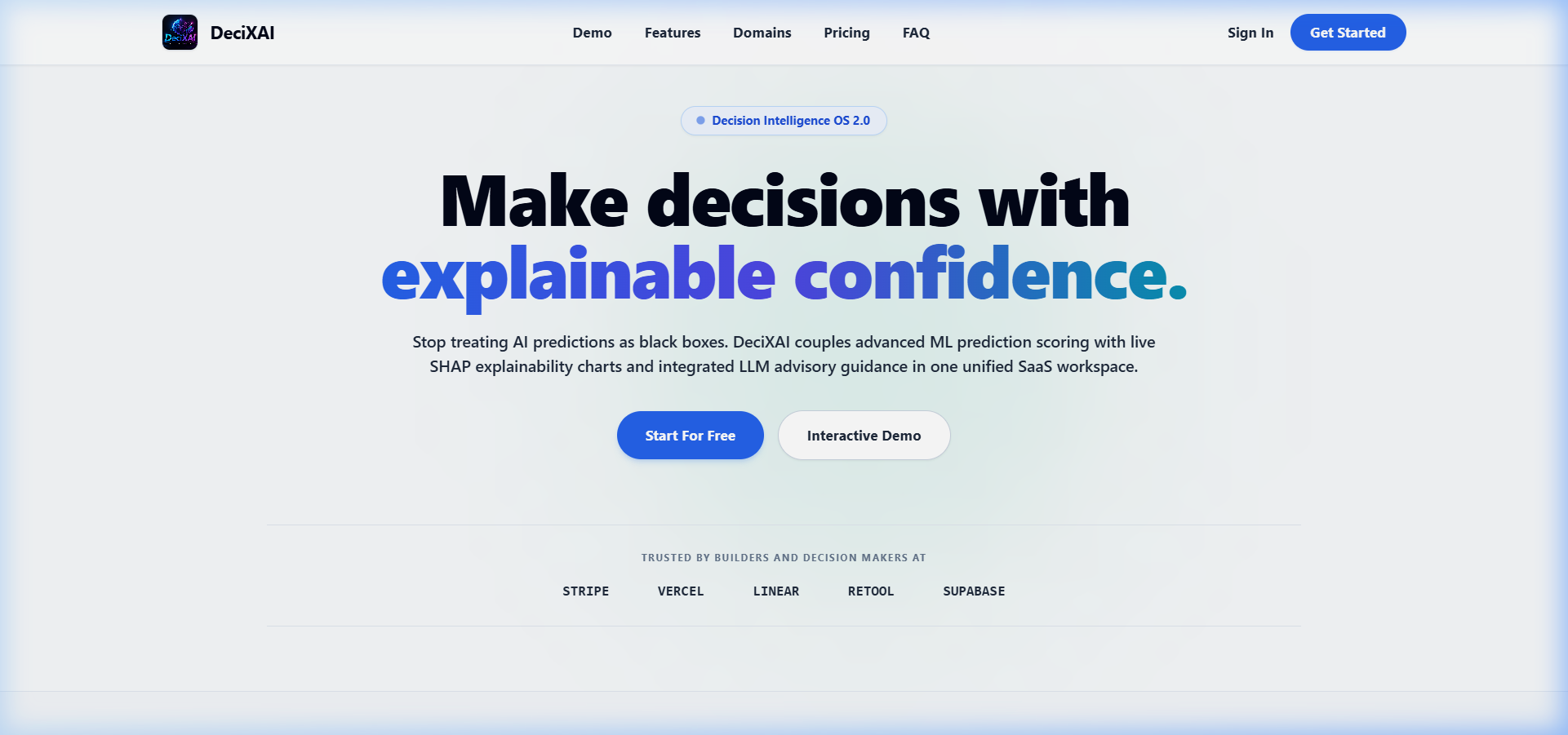 DeciXAI Landing Page