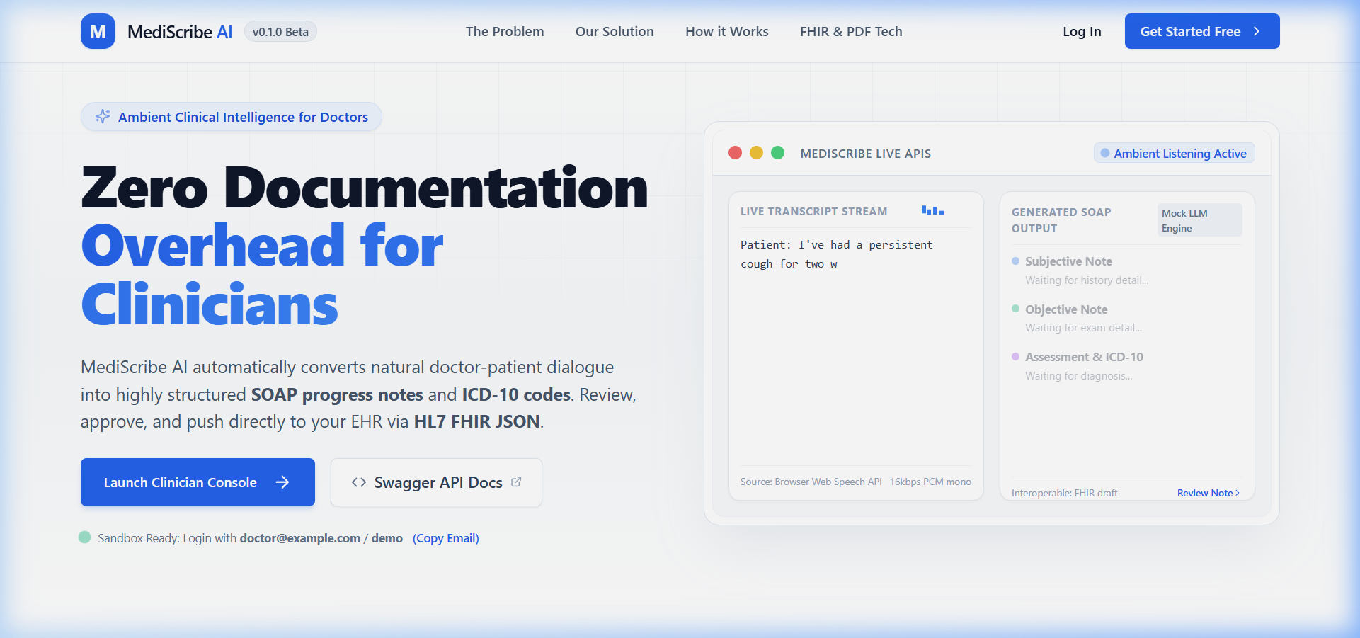 MediScribe-AI Landing Page